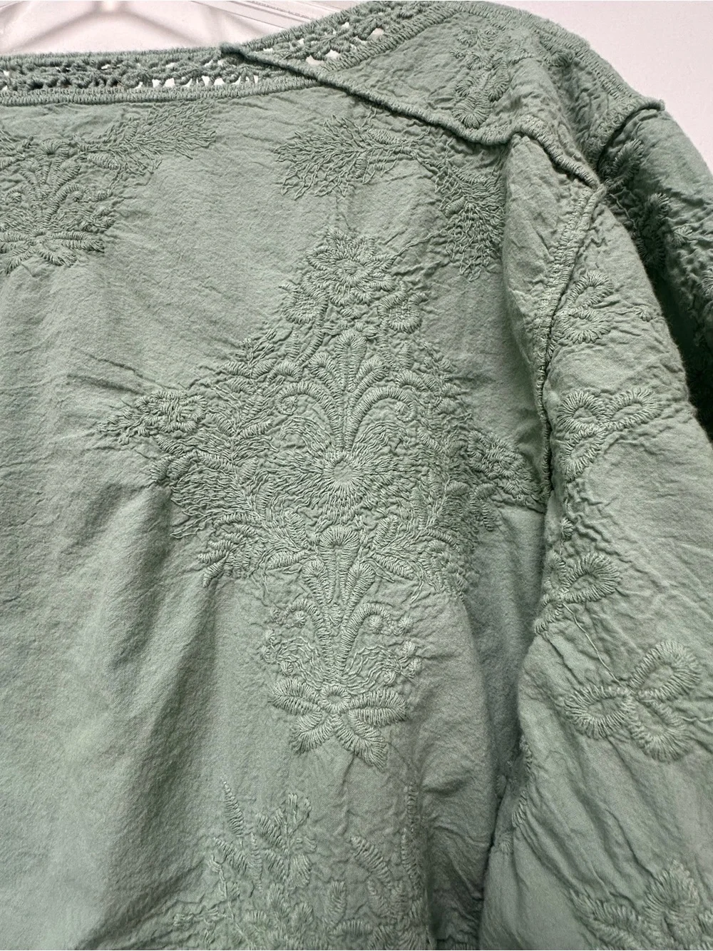 Democracy Sage Green Crochet-Trim Peasant Tunic - Picture 9 of 10